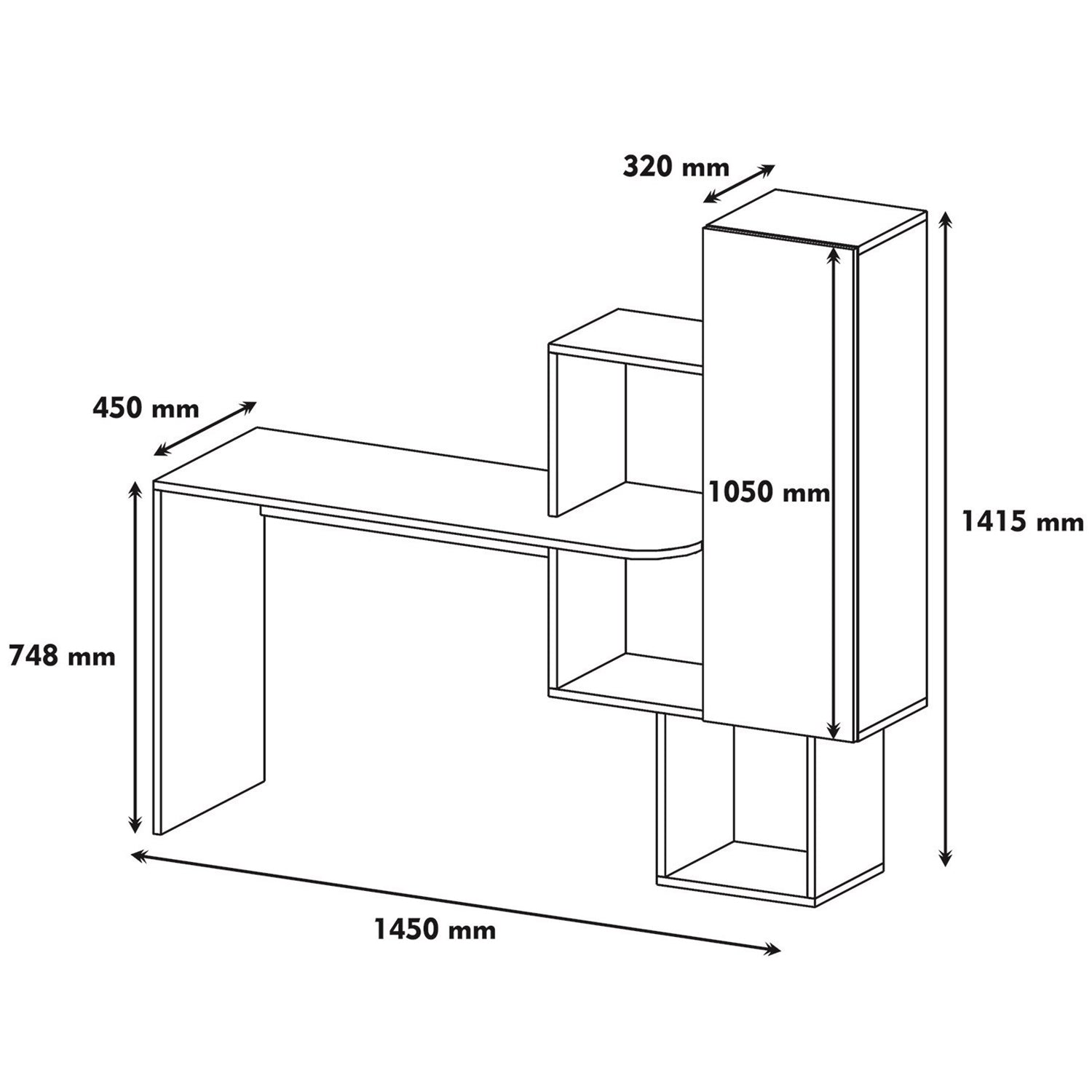 Birou ACELYA cu rafturi, 145x45x142 cm, Alb/Maro - Prestigehome.ro - Birou - Prestige