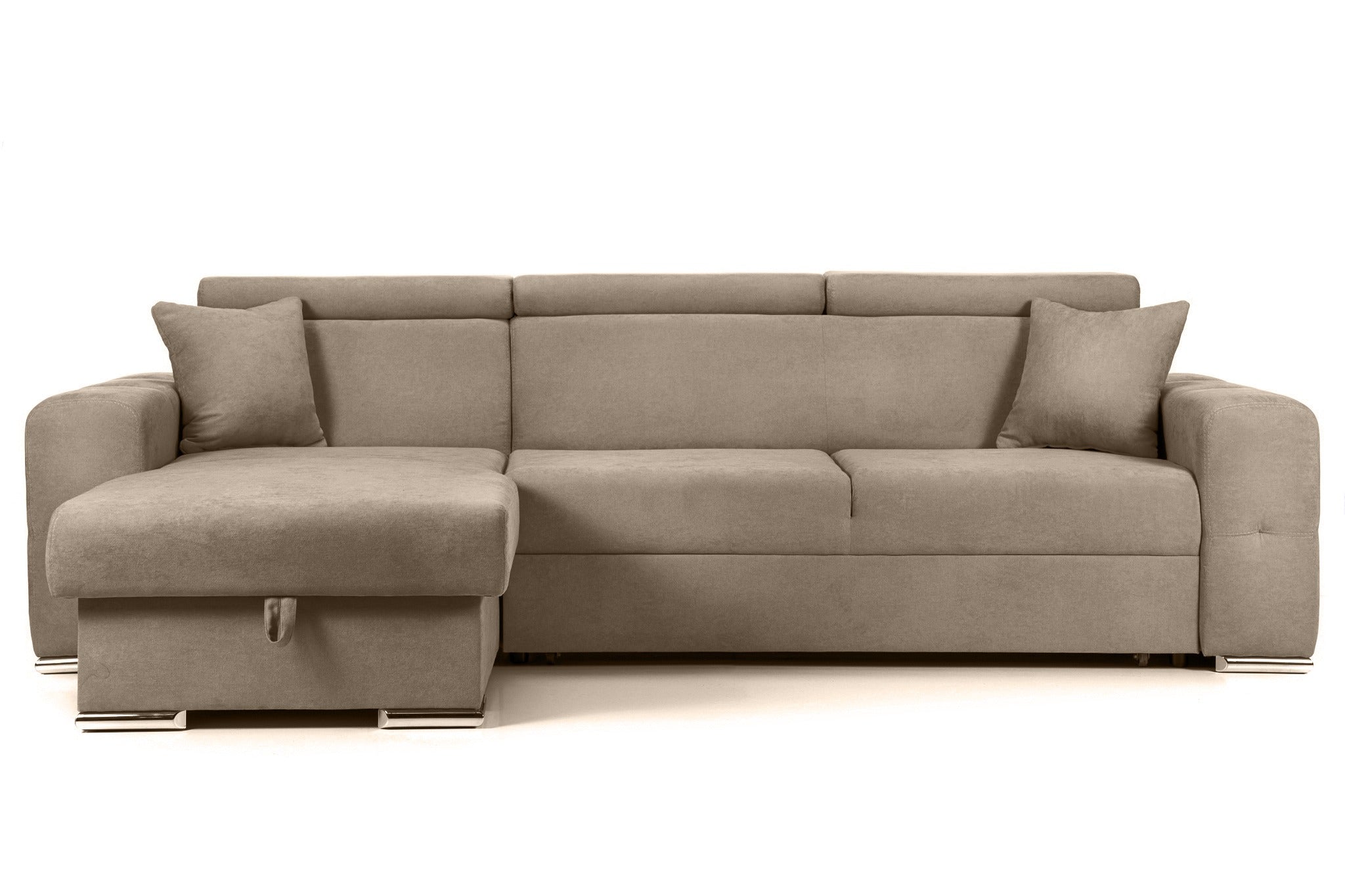 Coltar Extensibil BELLAGIO, sezlong interschimbabil, cu lada de depozitare, cu tetiere, 275x170x85 cm - Prestigehome.ro - Coltare - Prestige - #color_bej-enjoy