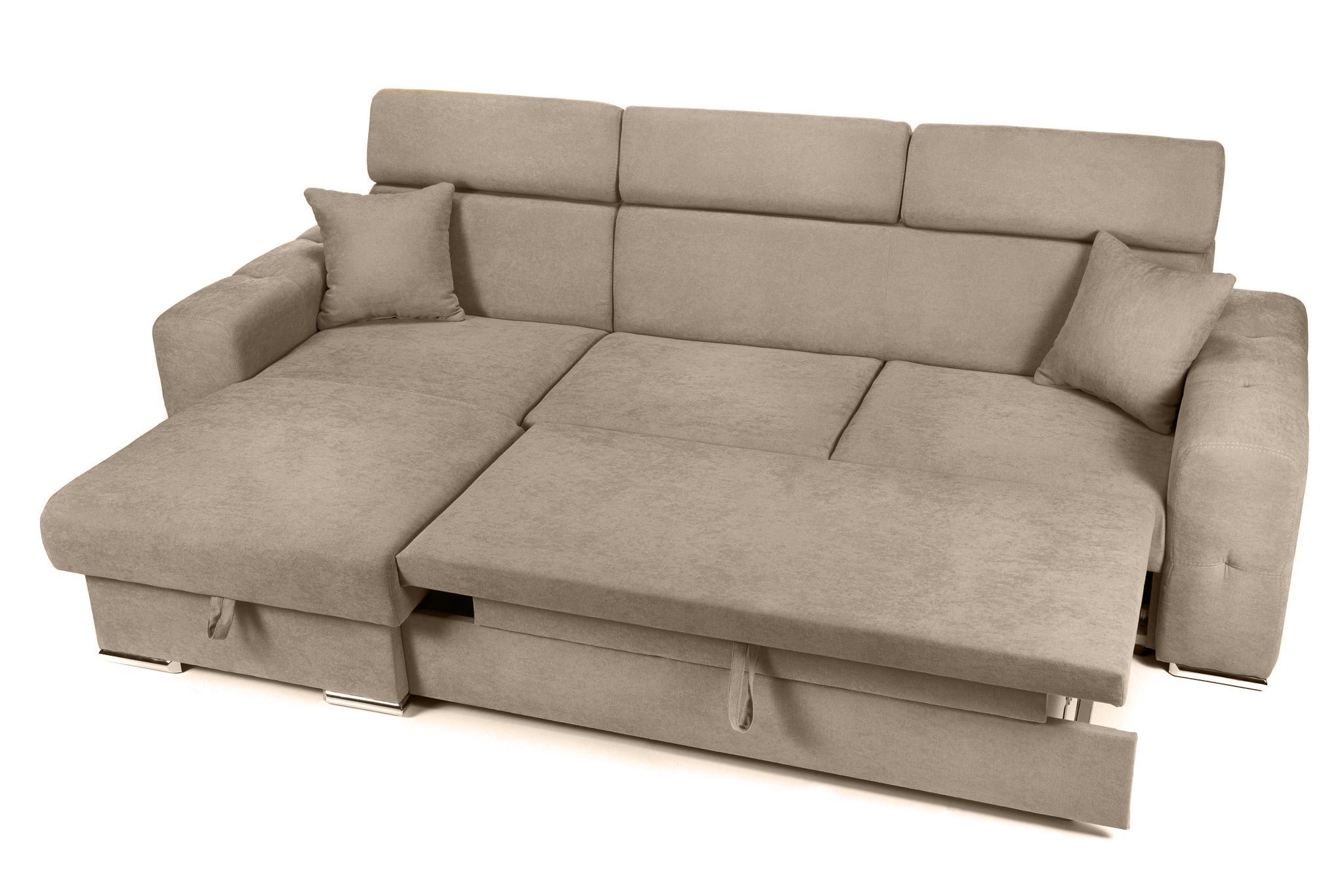 Coltar Extensibil BELLAGIO, sezlong interschimbabil, cu lada de depozitare, cu tetiere, 275x170x85 cm - Prestigehome.ro - Coltare - Prestige - #color_bej-enjoy