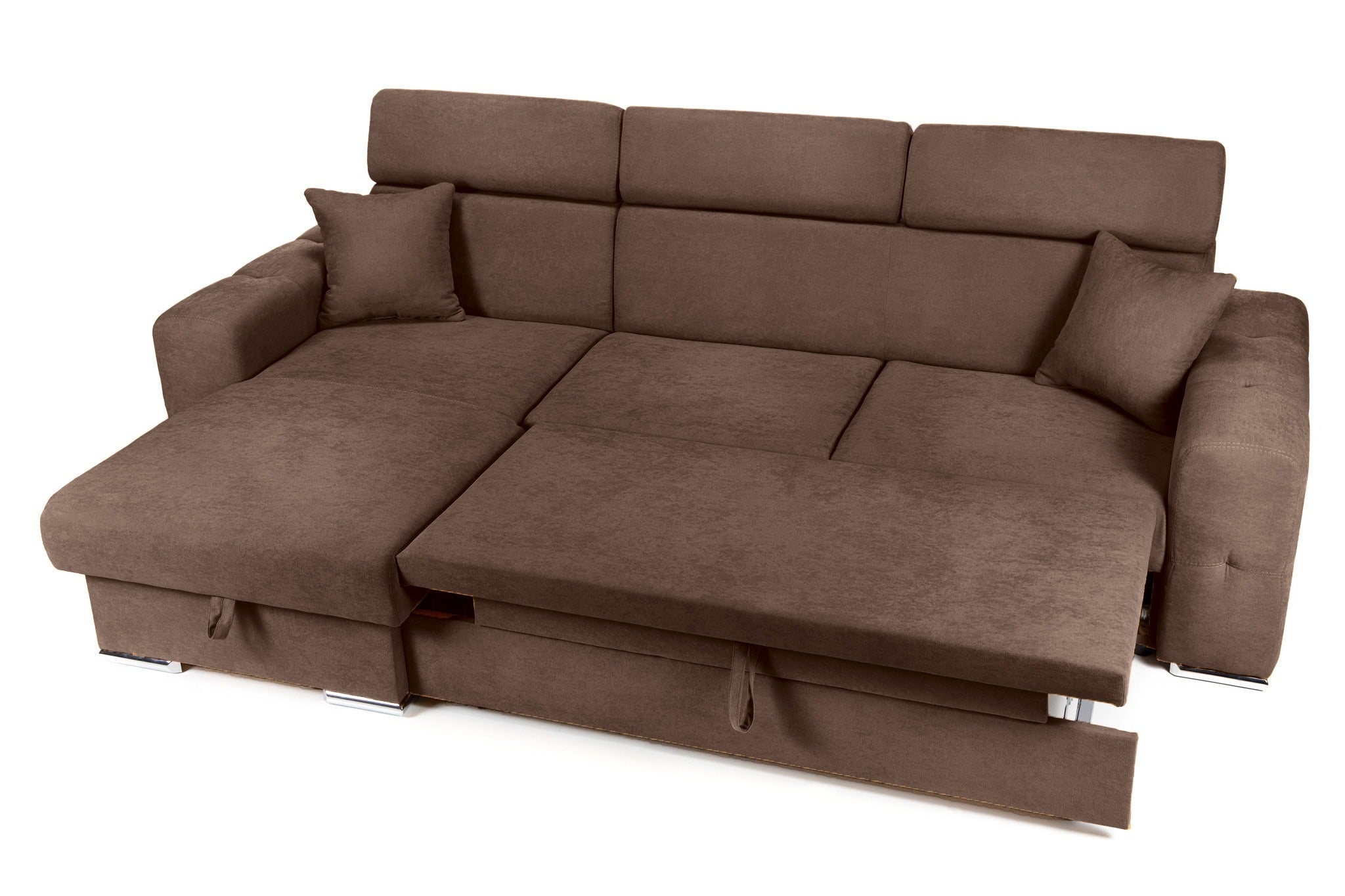 Coltar Extensibil BELLAGIO, sezlong interschimbabil, cu lada de depozitare, cu tetiere, 275x170x85 cm - Prestigehome.ro - Coltare - Prestige - #color_maro-enjoy