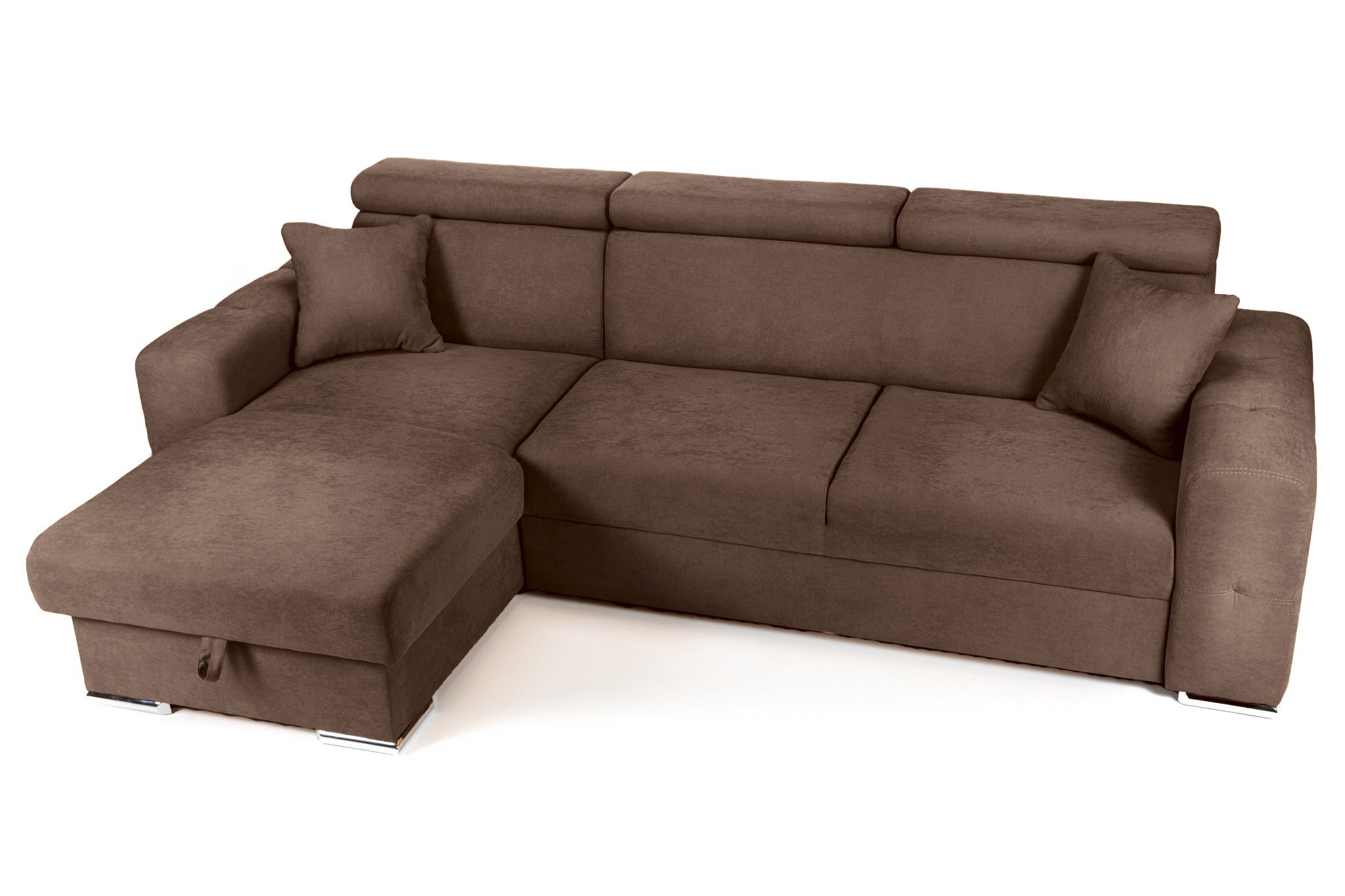 Coltar Extensibil BELLAGIO, sezlong interschimbabil, cu lada de depozitare, cu tetiere, 275x170x85 cm - Prestigehome.ro - Coltare - Prestige - #color_maro-enjoy