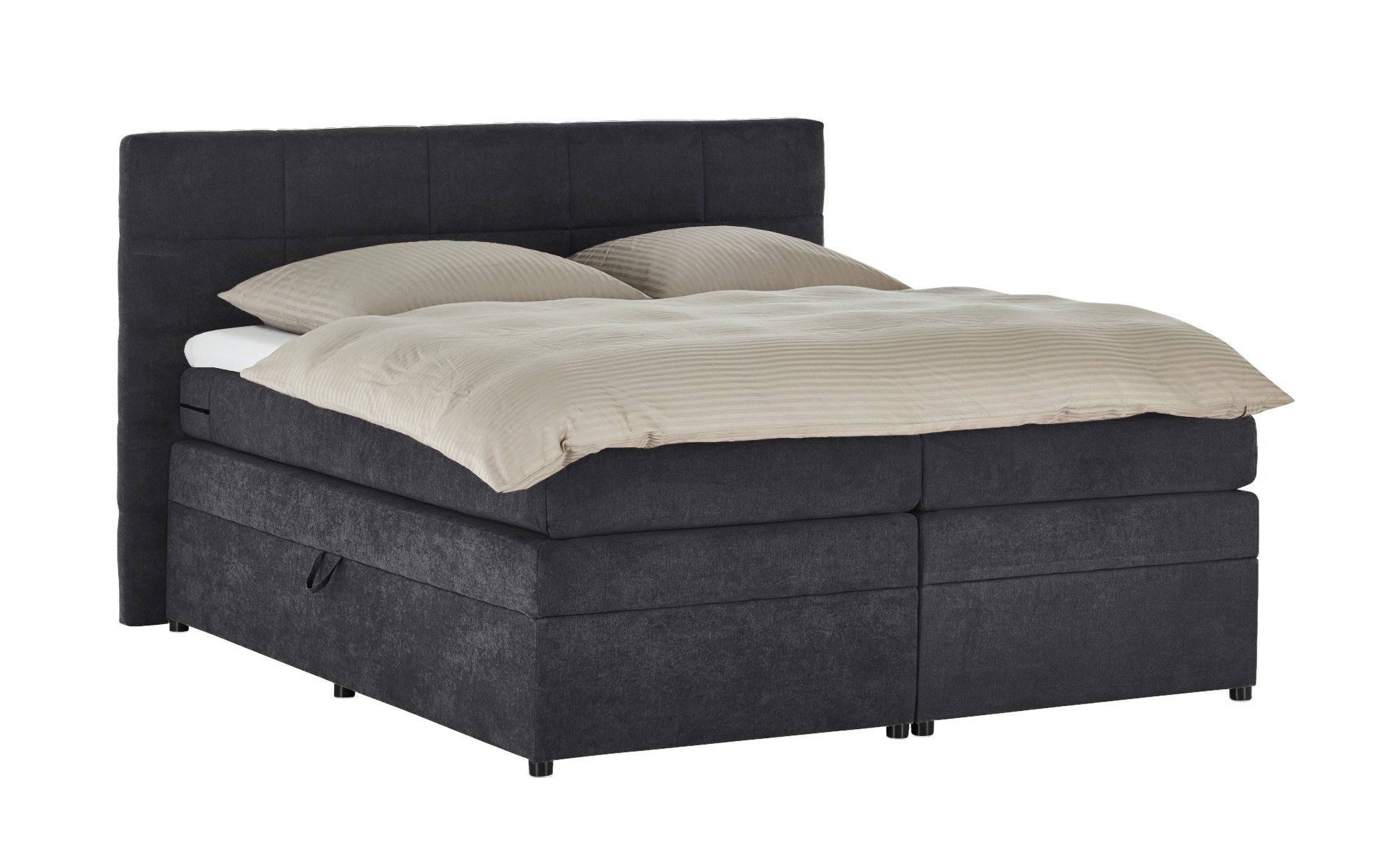 Pat Boxspring Gibson, cu lada de depozitare, Bej, Prestigehome.ro, Prestige, #Color_Gri-Inchis-Enjoy