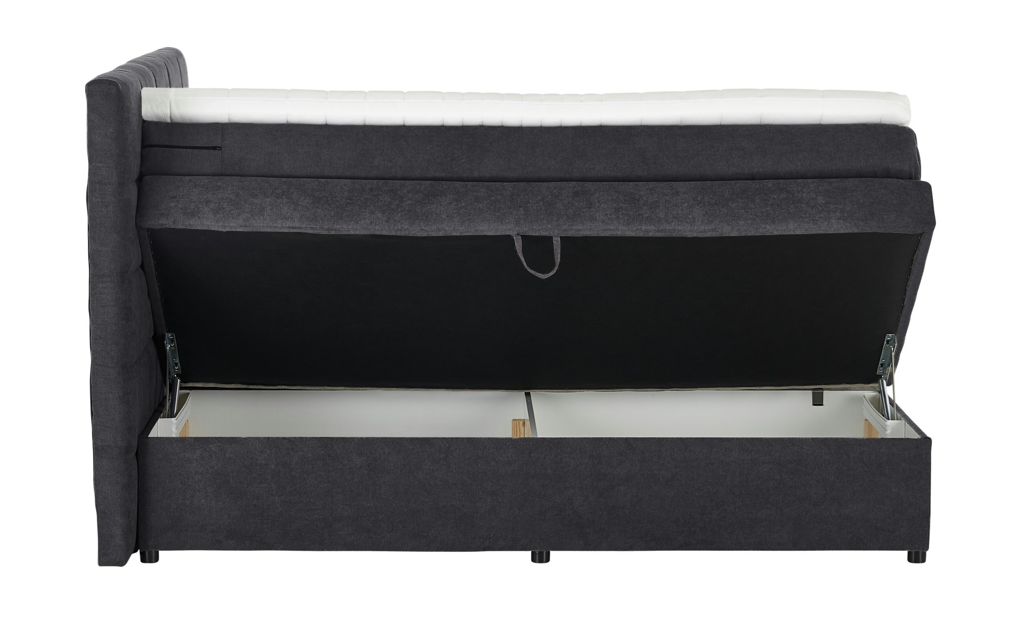 Pat Boxspring Gibson, cu lada de depozitare, Bej, Prestigehome.ro, Prestige, #Color_Gri-Inchis-Enjoy