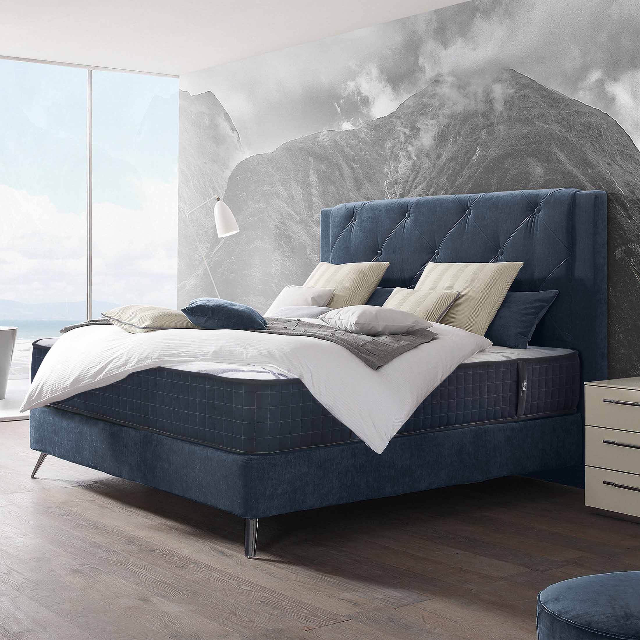 Saltea Ideal Sleep HOTEL SERIES NIGHT LUX, superortopedică, cu spumă poliuretanică și arcuri, husă cu aerisire optimă, Grosime 26 cm