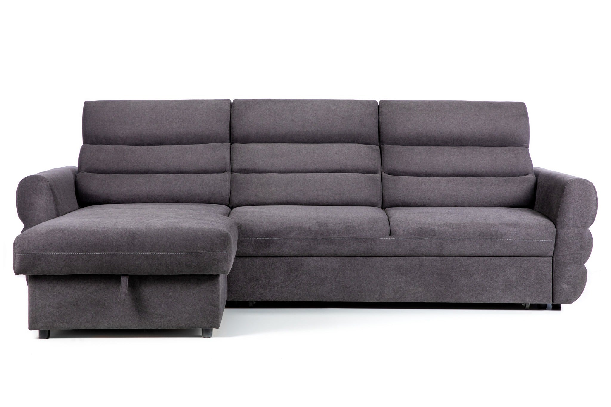 Colțar extensibil tenerife, șezlong interschimbabil, cu ladă de depozitare, cu tetiere reglabile, 270x180x85 cm, gri