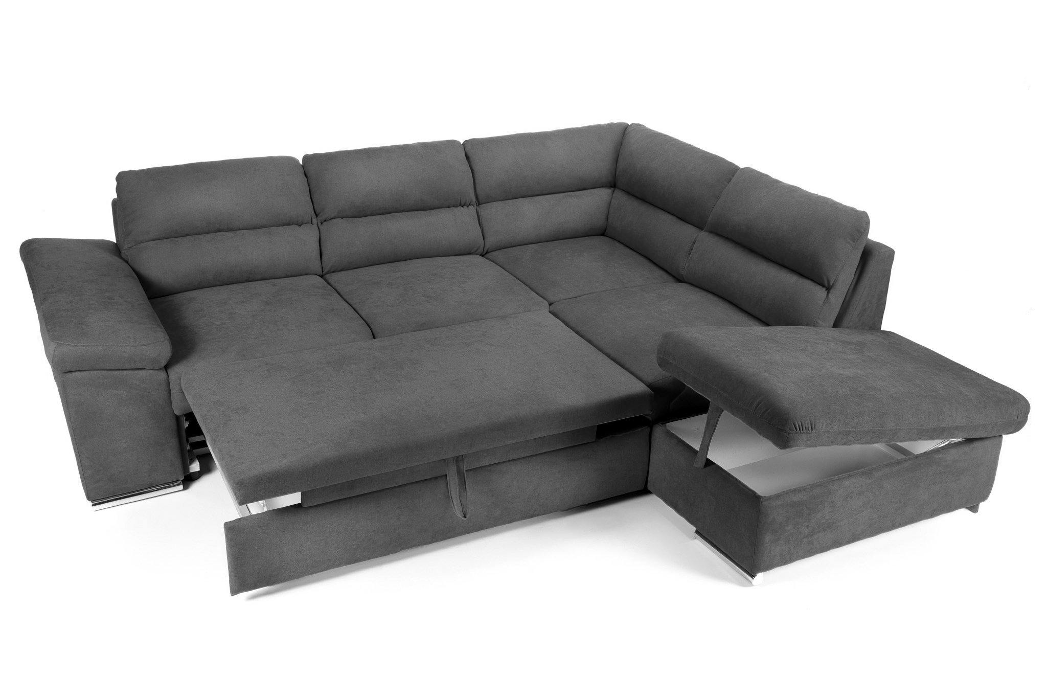 Coltar Extensibil ALONSO, cu lada de depozitare, variante stanga/dreapta 265x220x85 cm, Rosu - Prestigehome.ro - Coltare - Prestige - #variante coltar_stanga #color_gri-inchis-enjoy
