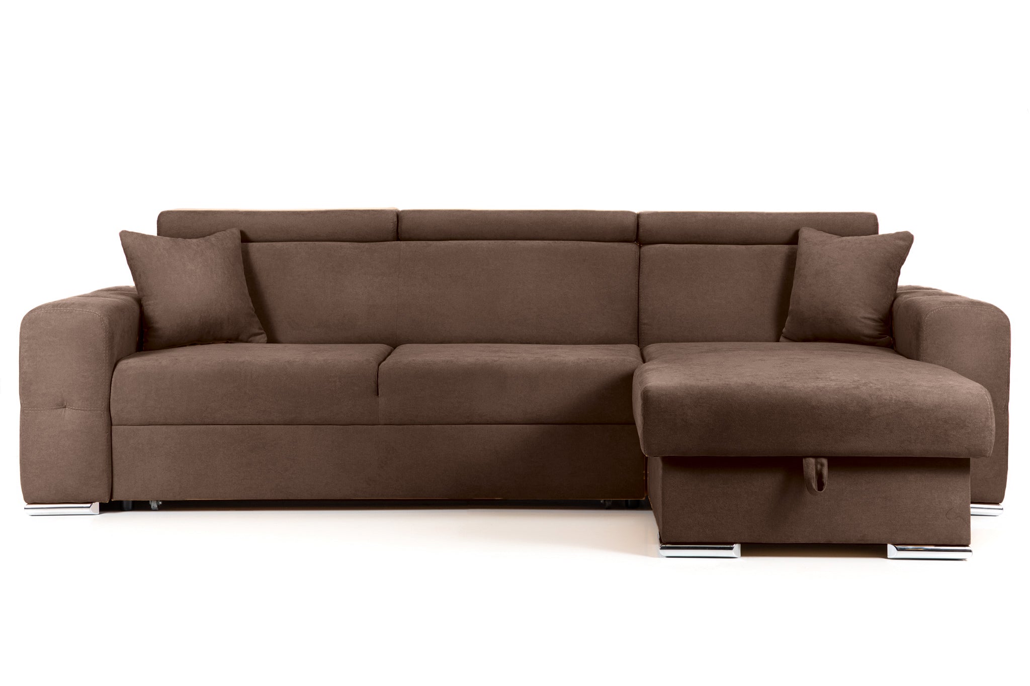 Coltar Extensibil BELLAGIO, sezlong interschimbabil, cu lada de depozitare, cu tetiere, 275x170x85 cm - Prestigehome.ro - Coltare - Prestige - #color_maro-enjoy