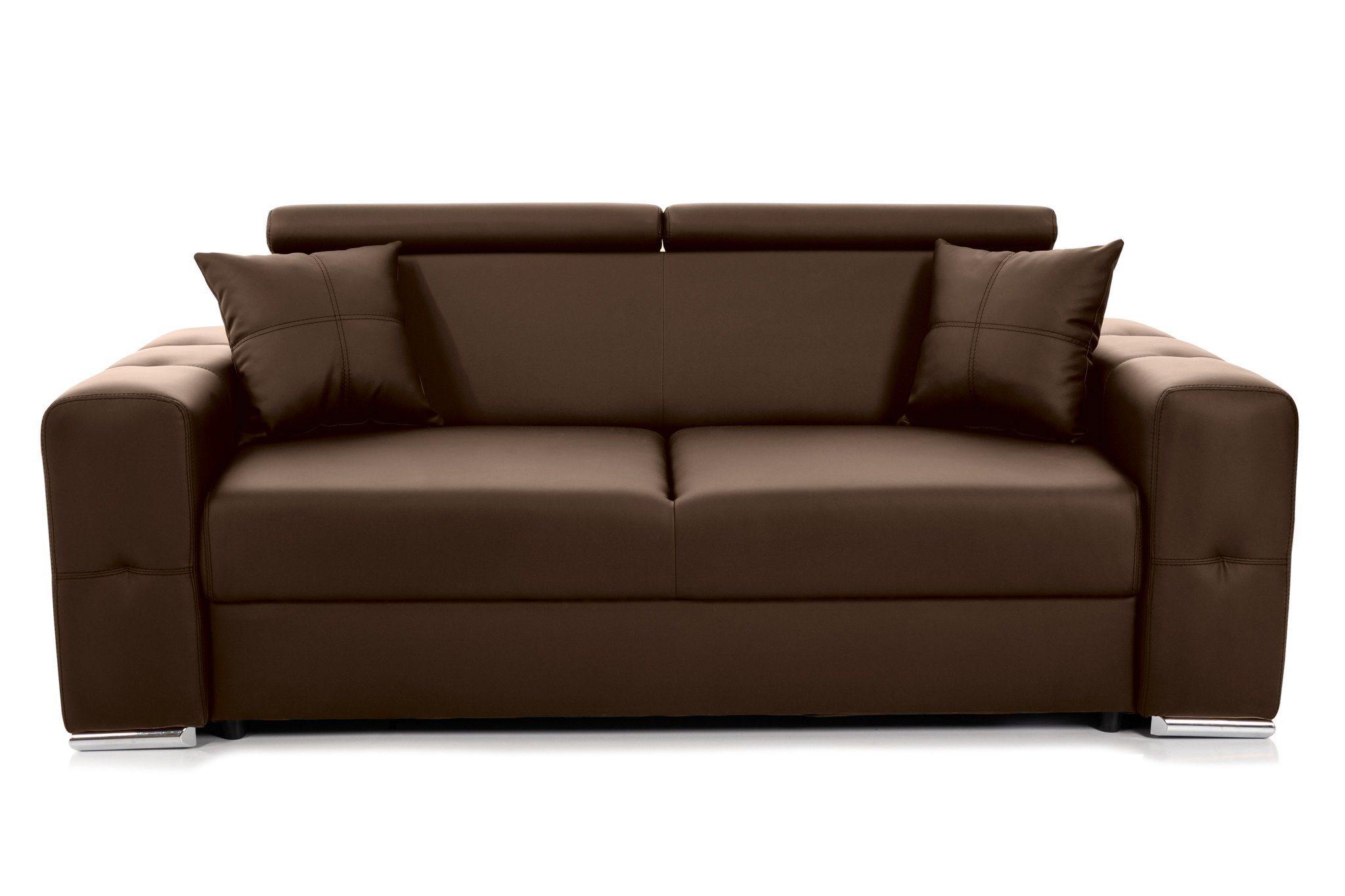Canapea fix 2 locuri BELLAGIO, cu tetiere, 195x95x85 cm - Prestigehome.ro - Canapea 2 Locuri - Prestige - #color_Maro-Piele-Imitatie