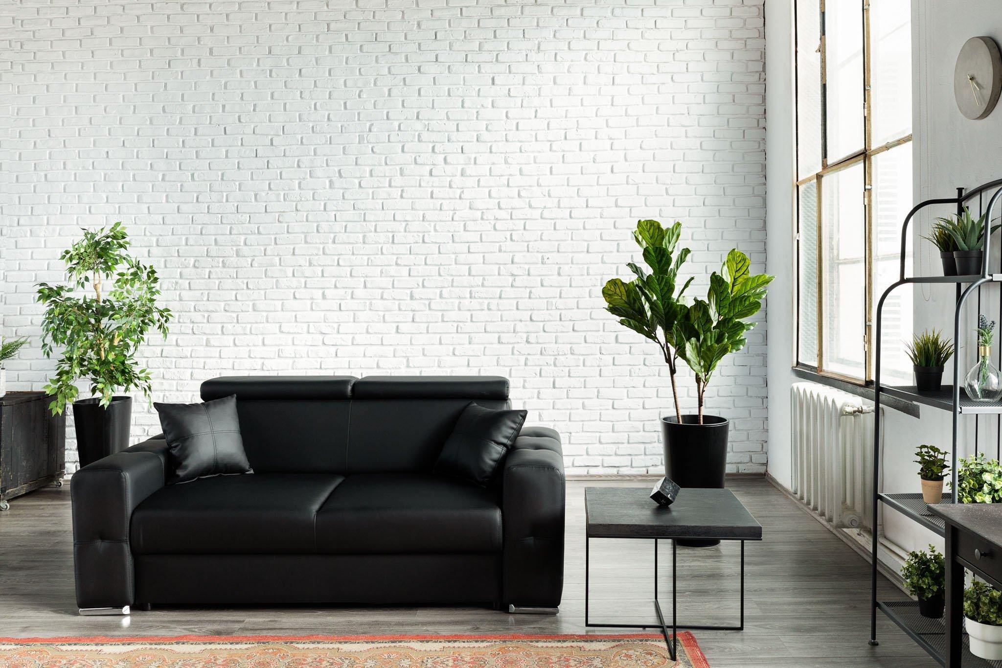 Canapea fix 2 locuri BELLAGIO, cu tetiere, 195x95x85 cm, Negru - Prestigehome.ro - Canapea 2 Locuri - Prestige - #color_Negru-Piele-Imitatie