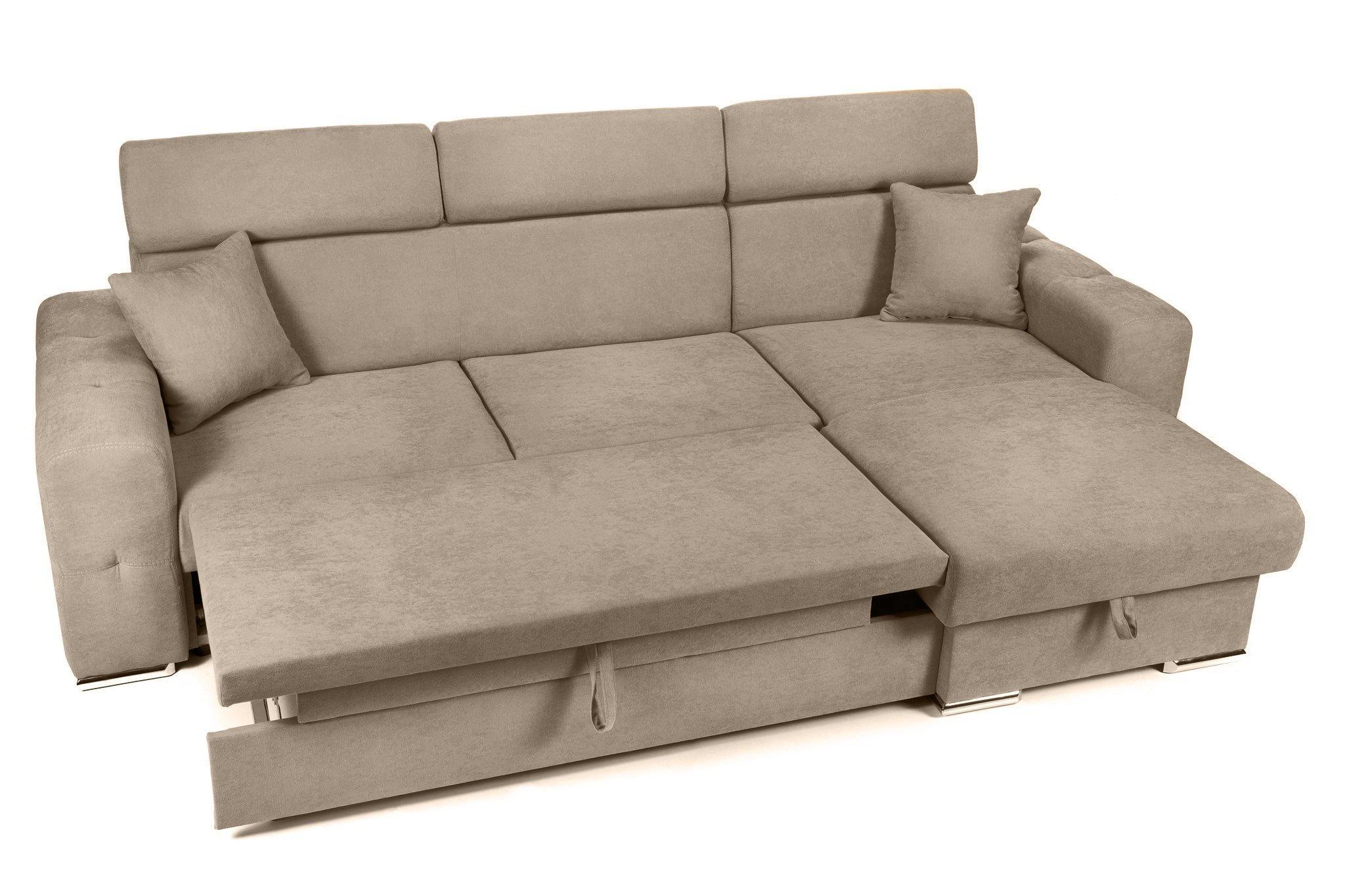 Coltar Extensibil BELLAGIO, sezlong interschimbabil, cu lada de depozitare, cu tetiere, 275x170x85 cm - Prestigehome.ro - Coltare - Prestige - #color_bej-enjoy