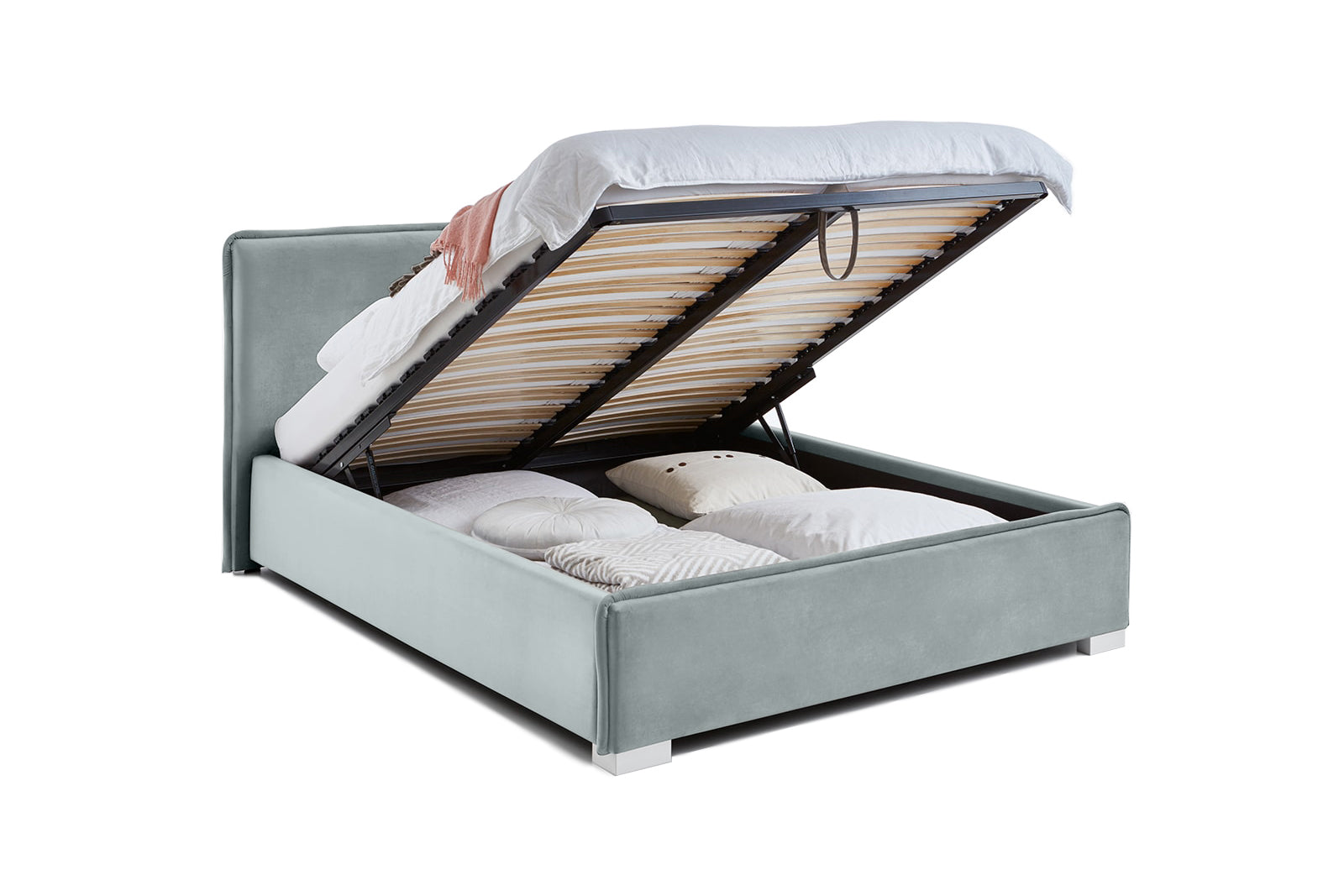Pat Tapitat Nice, cu Lada Rabatabil, Velur-Verde-Smarald, Prestigehome.ro, Prestige, #Color_swing-menta