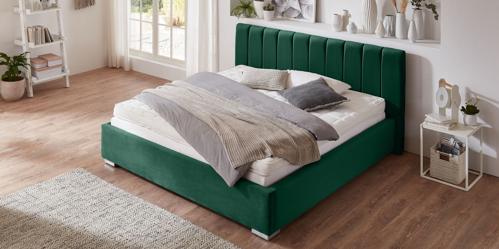 Pat Tapitat Santiago, cu Lada Rabatabil, Verde-Smarald, Prestigehome.ro, Prestige, #Color_swing-verde